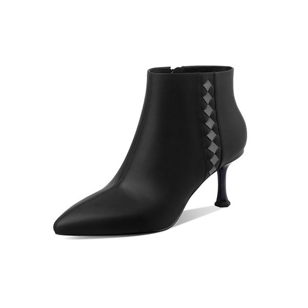 

women high heels ankle boots ladies wedding shoes poined toe winter boots woman black large size 43