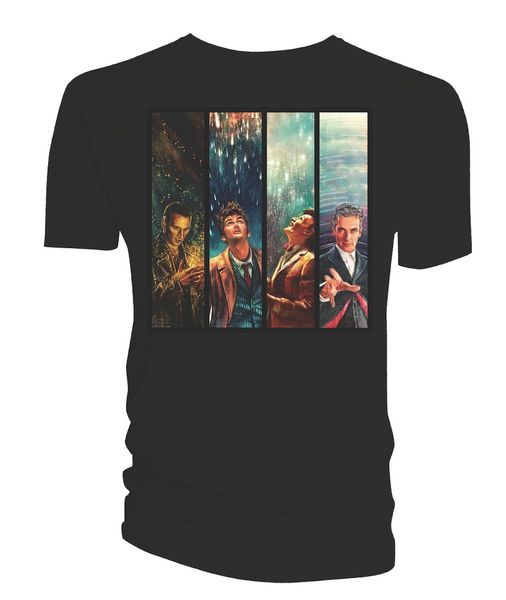 

doctor who classic mens t-shirt alice x zhang four doctors w_logo & sdcc 2015
