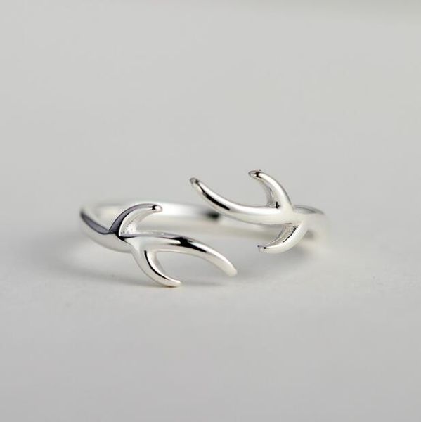 

jisensp new fashion animal antler rings for women adjustable women finger ring original christmas gift, Golden;silver