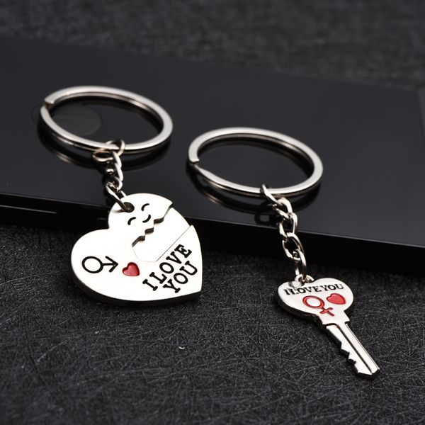 

keychains diffone 2pcs/set paired keychain for lovers creative i love you heart key arrow design couple ring matching pendant gift, Silver