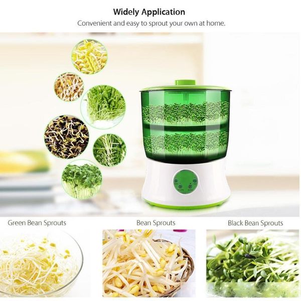 

digital home diy bean sprouts maker 2 layer automatic electric germinator seed vegetable seedling growth bucket biolomix