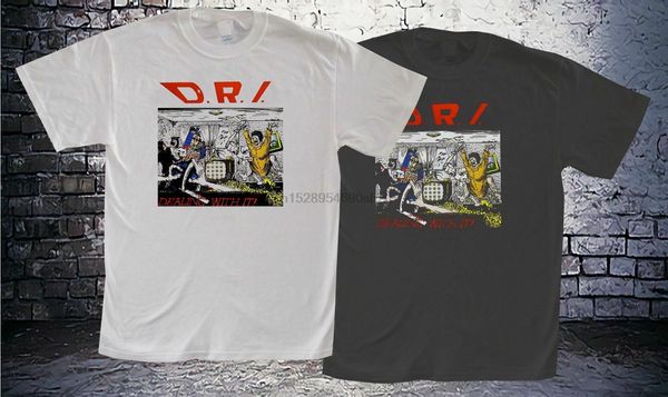 

new d.r.i dealing с ним thrash металлов и белая tee сша размер t-shirt en1