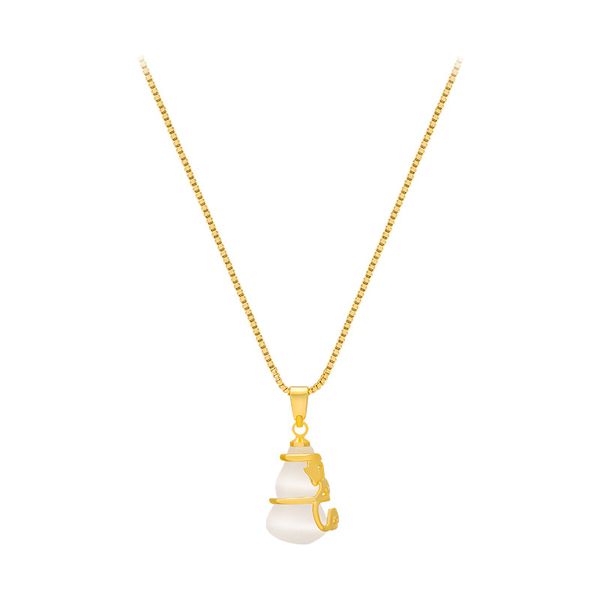 

2020 new necklace cat eye gourd clavicle chain niche design fashion jewelry, Silver