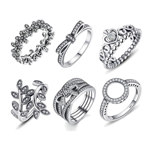

cluster rings 100% 925 sterling silver wholesale flower lucky for women jewelry making dorp, Golden;silver