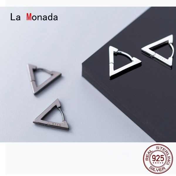 

hoop & huggie la monada triangle earrings for women silver 925 fine jewelry minimalist sterling, Golden;silver