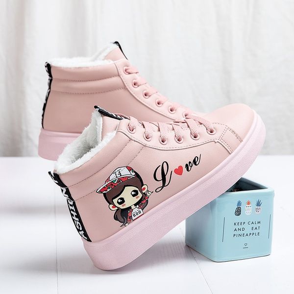 

2020 autumn winter increase ankle shoes women plus velvet snow boots warm round head casual women boots, Black