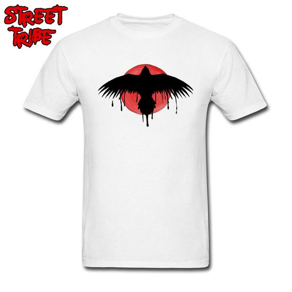 

100% cotton white t-shirt men short sleeve t shirt flying crow red sun printed naruto male clothes xxl o neck tshirt china style