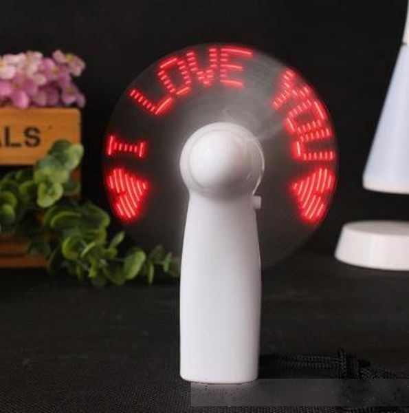 

mini led colorful light words fan portable handheld cooling fan battery power with strap led flashing fan student ideal gift fans custom