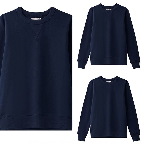 

all-match classic 360g pullover american hooded round neck sweater dark blue long sleeve pullover sweater byqme, Black