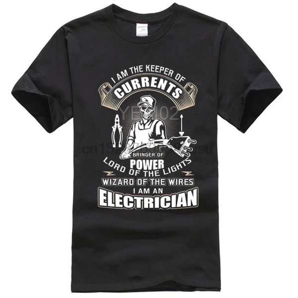 

male selling t shirt i am the keeper of currents electrician funny t shirt