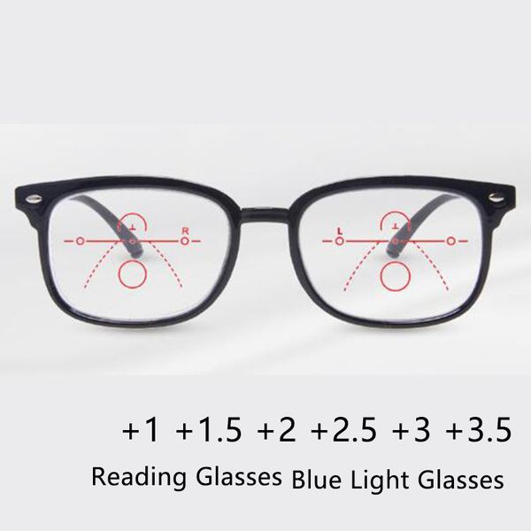 

multi-focus progressive blue light glasses women men square reading glasses optical frames clear lens armacao de oculos feminino, White;black
