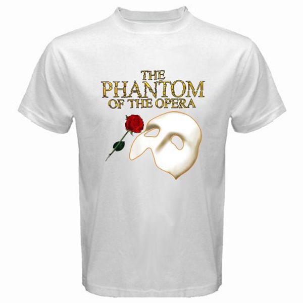 

the phantom of the opera broadway show musical men's white t-shirt size s to 3xl fashion men t shirts round neck