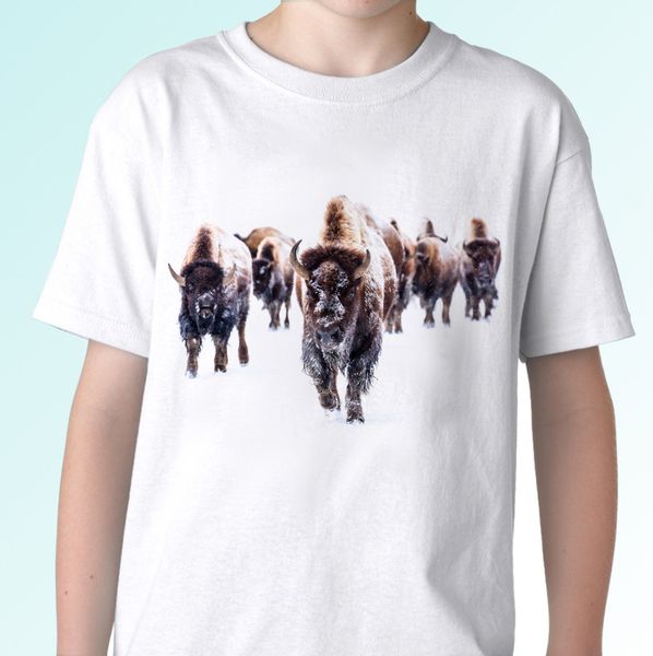 

bison white t shirt animal tee bisons - mens womens kids baby sizes cartoon t shirt men new fashion tshirt