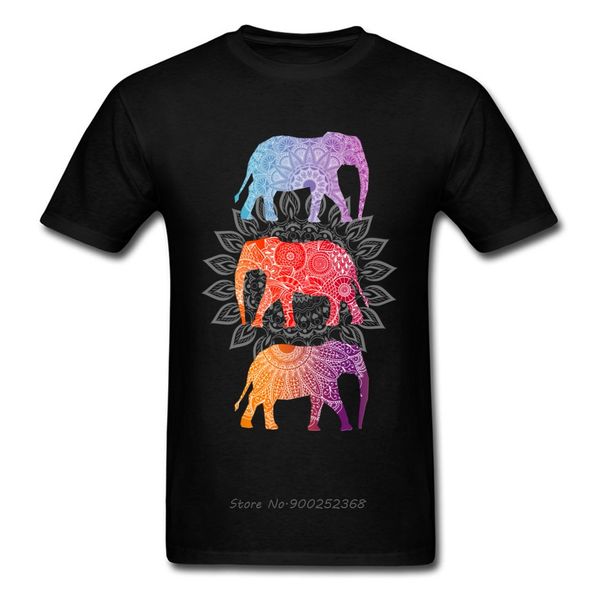 

mandala elephants tshirt cotton t-shirts for men short sleeve street t shirts cute summer fall o-neck harajuku hip hop