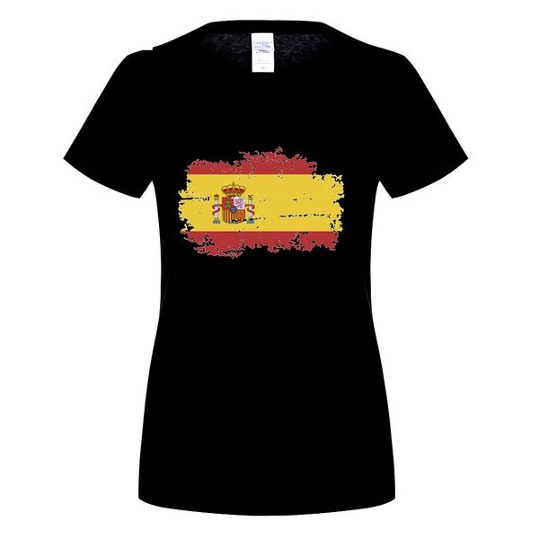 

spain national flag t shirts for women fashion short sleeve nostalgic spain fans summer games cheer t-shirts