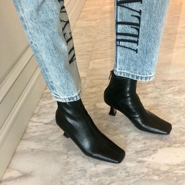 

white ankle boots zipper women's rubber shoes rain boots-women booties ladies luxury designer low 2020 med autumn rock fashion, Black