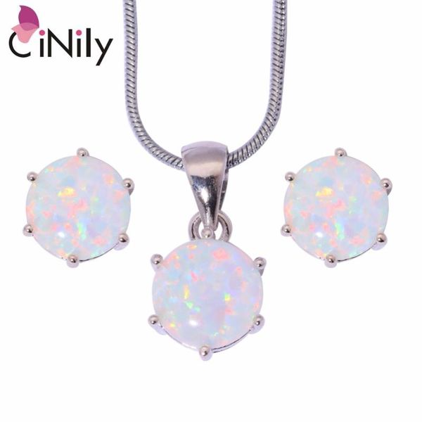 

cinily создано white blue fire opal silver plated оптовая для женщин ювелирные изделия кулон серьги комплект ювелирных изделий ot107-08