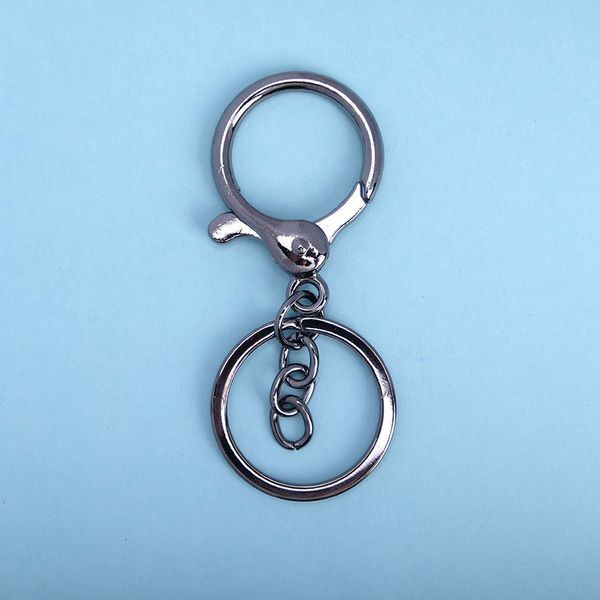 

3pcs cute metal keychain split rings chain round lobster buckle opening hook rings diy car bag keying key chains accessories, Silver