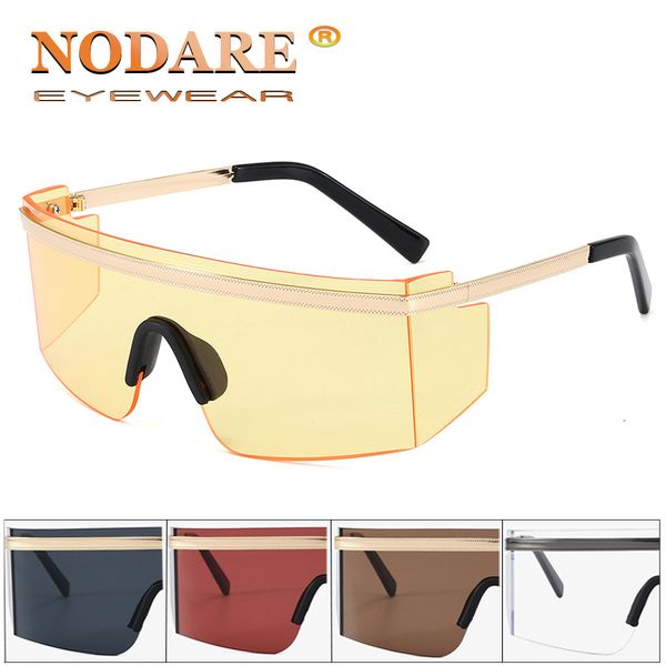 

sunglasses nodare 2021 big frame siamese stylish frameless trimmed decorative sun glasses yellow gradient, White;black