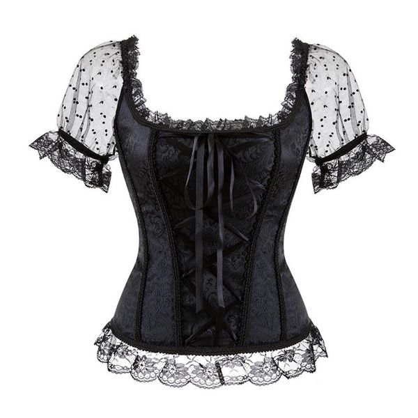 

women's blouses & shirts woman vintage gothic victorian blouse 2021 lolita elastic black white steampunk 6xl plus size women clothing s