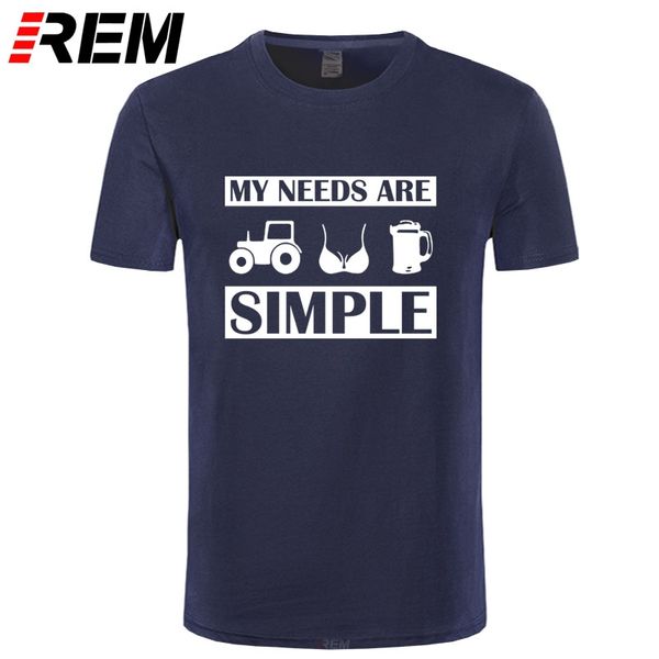 

beer t shirt men funny tractor boobs cotton hommes my needs are simple term design graphic crew neck soft tee male top