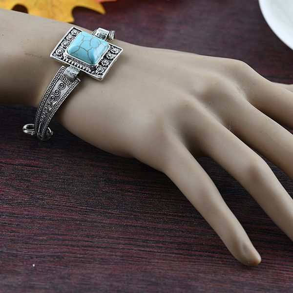 

popular women bracelet vintage stone bangles wrist bracelet for women fashion jewelry party gift, Black