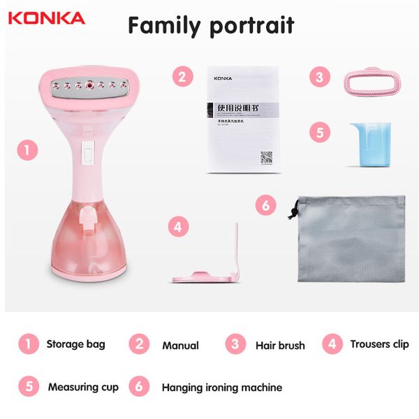 

konka new garment steamer 250ml handheld fabric steamer 15 seconds fast-heat 1500w powerful home travel protable