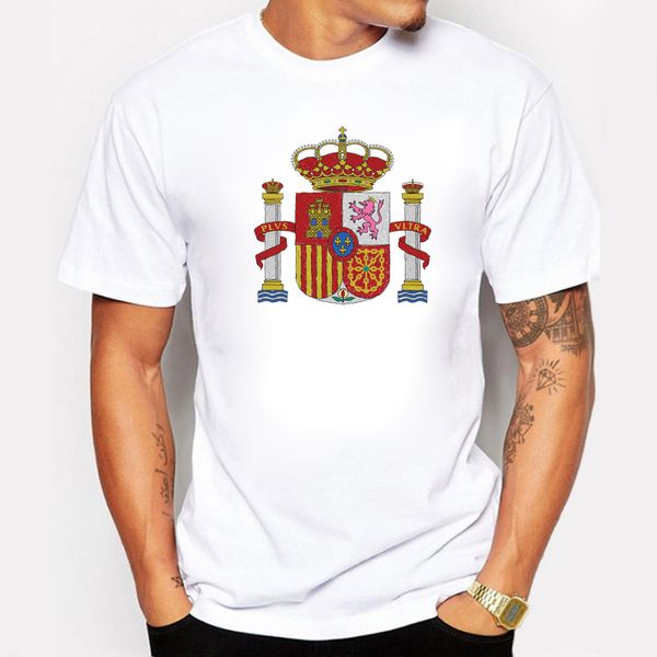 

blwhsa hand painted spanish national emblem printed men's t shirt hip hop cotton tshirt short sleeve t-shirt for men clothing