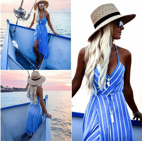 

dresses with sashes stripe printed womens asymmetrical dresses fashion spaghetti strap backless dresses v neck, White;black