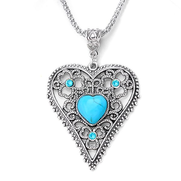 

shuangr 2020 one piece fashion resin romantic heart hollow pendant jewelry women crystal pretty jewelry necklace, Silver