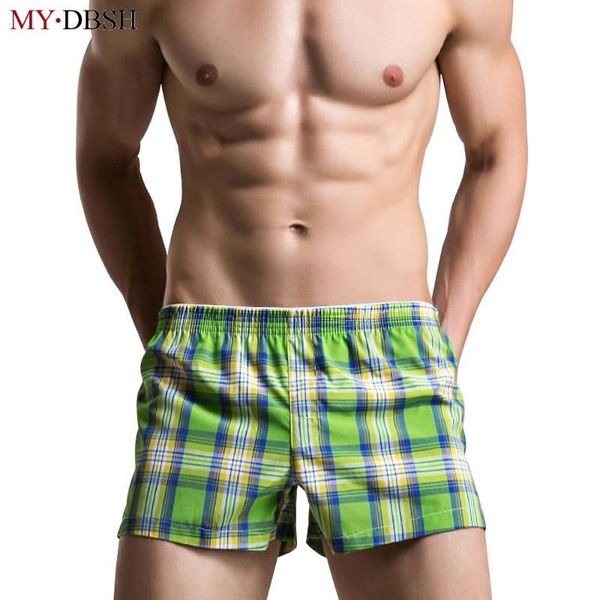 

High Quality Men Boxer Shorts Fashion Cotton Plaid Boxers Men Lounge Home Wear Underwears Men s Underwear Loose Leisure Shorts