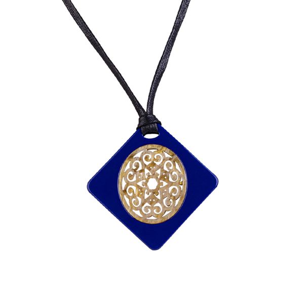 

guanlong black rope geometric square hollow lucite resin big pendant necklaces for drop shipping wholesale, Silver