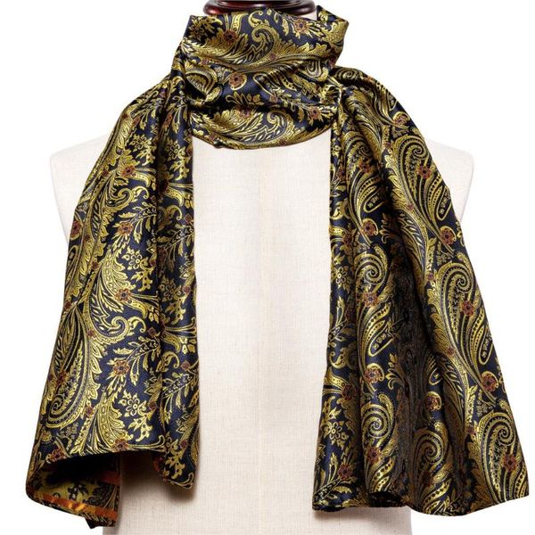 

scarves fashion men scarf gold jacquard paisley 100% silk autumn winter casual business suit shirt soft barry.wang, Blue;gray