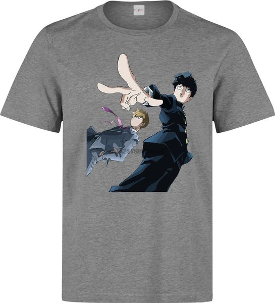 

mob psycho 100 mob and arataka reigen mens ( available) grey t shirt comical shirts