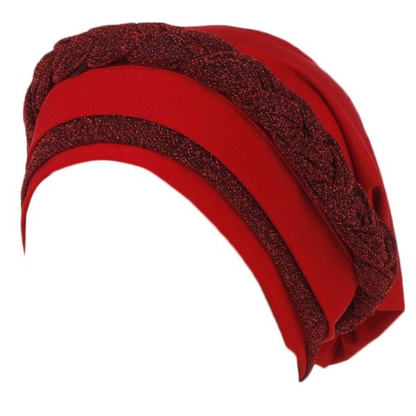 

потеря женщин цвет блок мусульманская тюрбан cap блеск twisted braid волос химиотерапия hat lx9e, Blue;gray