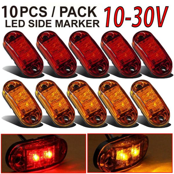 

10pcs led oval side clearance marker light 2.5inch car truck trailer rv 5xamber+5x red