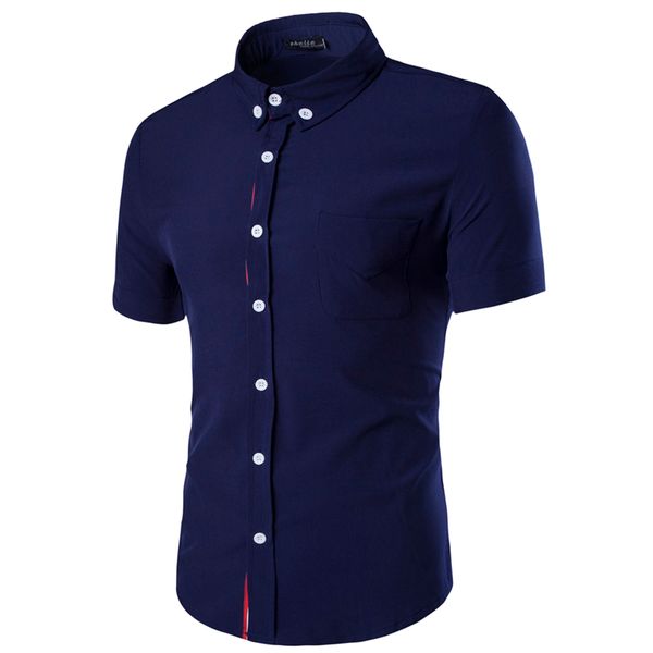 

fashion summer men shirt vetement homme short sleeve slim fit shirt camisa masculina turn-down collar single button shirts, White;black