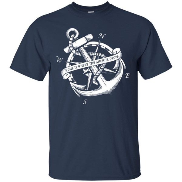 

home is where the anchor drops gifts tee t-shirt for men and women t shirt men o neck tee