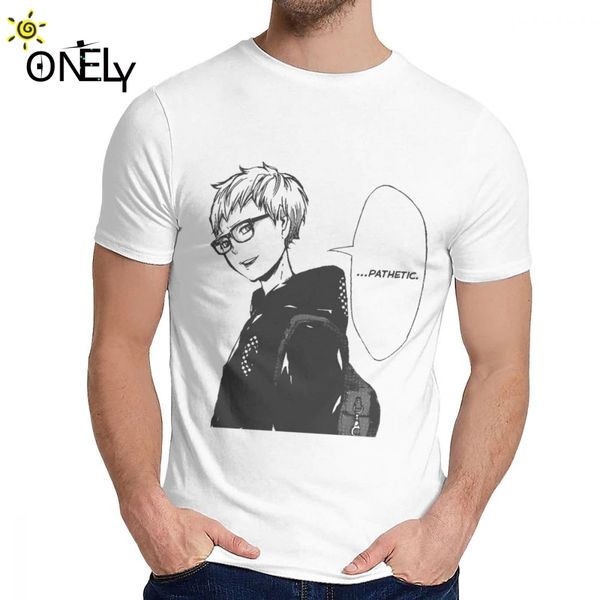 

for men tee shirt tsukishima kei haikyuu natural cotton 2019 new arrival round collar hip hop t-shirt