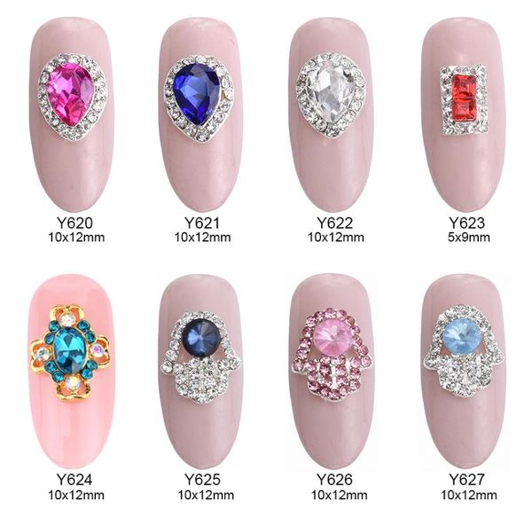 

nail art decorations 10pcs sparkle crystals strass rhinestones glitter gems alloy 3d nails arrive supplies y620~627, Silver;gold