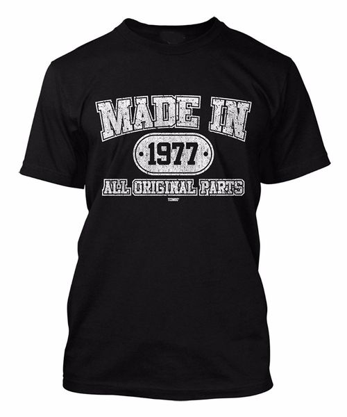 

printed men t-shirt short sleeve funny tee shirts made in 1977 all original parts - 40th birthday men's t-shirt tee
