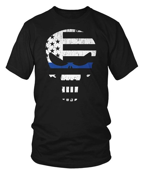 

2019 summer cool men tee shirt tees punisher style - back the blue - distressed t-shirt funny t-shirt