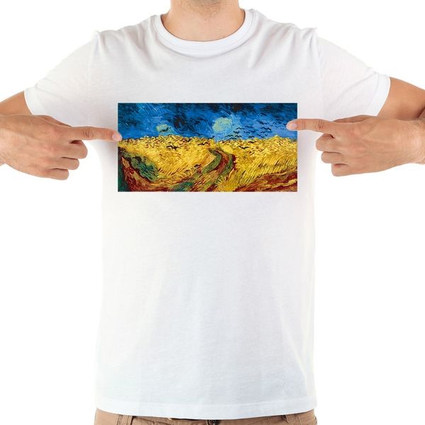 

vincent van gogh wheat field with crows artist t shirt homme jollypeach brand new white casual short sleeve tshirt men
