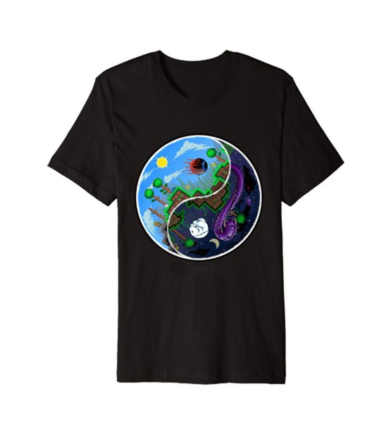 

террарии t-shirt night and day t-shirt m-3xl нас stock быстрая доставка новый мужской смешной tops футболочку