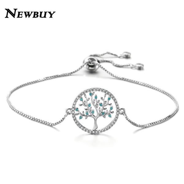 

newbuy fashion copper life tree charm bracelet for women micro pave cubic zirconia bracelet jewelry for elegant women dropship, Golden;silver
