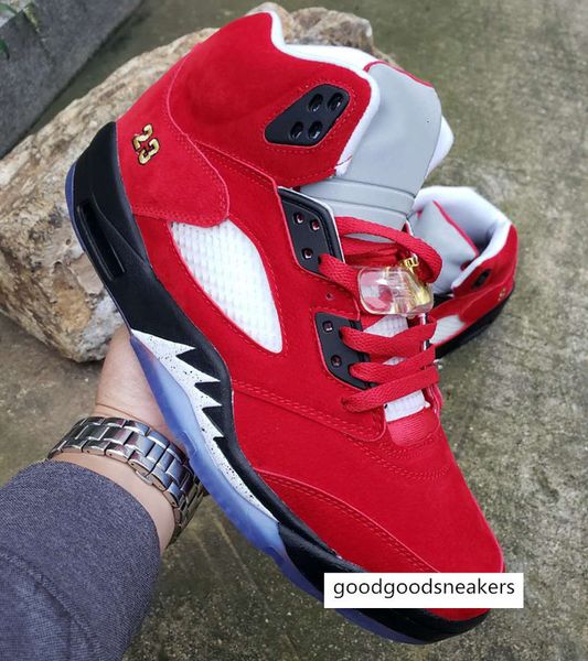 

trophy room 5s shoes x 5 ice blue university red men retro sneakers basketball chaussures de mens trainers