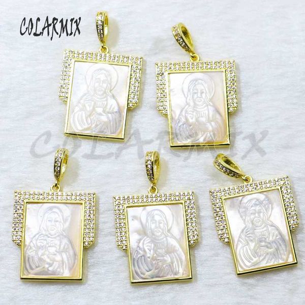 

chains 5 strand jesus shell pendants necklace zircon pendant fashion jewelry gift for women 50104, Silver
