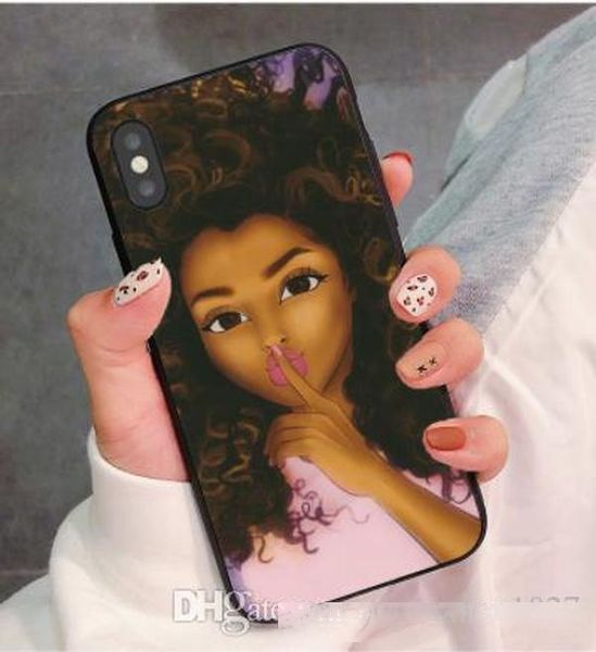 

buy melanin poppin aba phone case for iphone 11 pro 6s 7 8 xs xr xs max black silicone tpu curly hair black girl cases cover