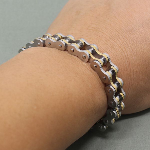 

beaded, strands men's bracelets biker bicycle cuff & bangles man motorcycle link chain stainless steel jewelry, Black