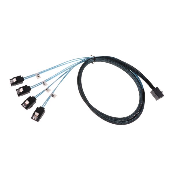 

mini sas hd sff-8643 to 4 ports sata splitter adapter cable 1m blue & black